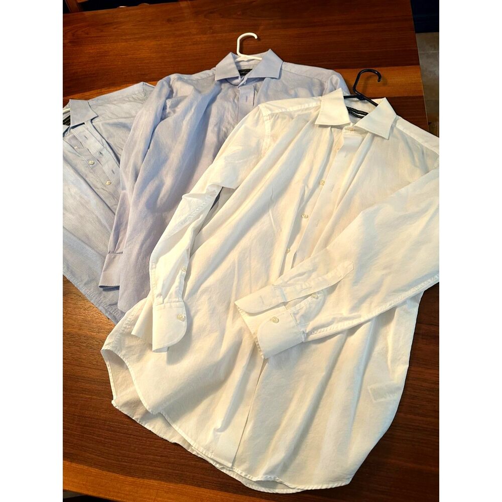 Saks Fifth Avenue Men's Dress Shirt Lot (3) - Size 15.5 32/33 - White & Blue